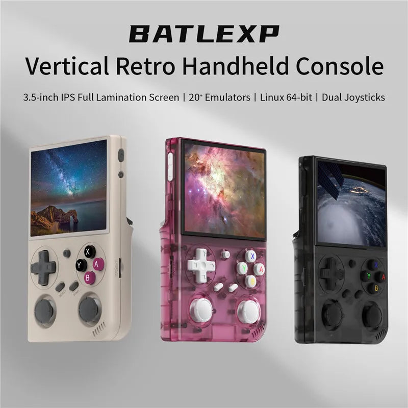 Consola de videojuegos portátil G350 con pantalla de 3,5 pulgadas; admite partidas inalámbricas para dos jugadores y conexión de mandos por cable.