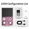 Consola de videojuegos portátil G350 con pantalla de 3,5 pulgadas; admite partidas inalámbricas para dos jugadores y conexión de mandos por cable.
