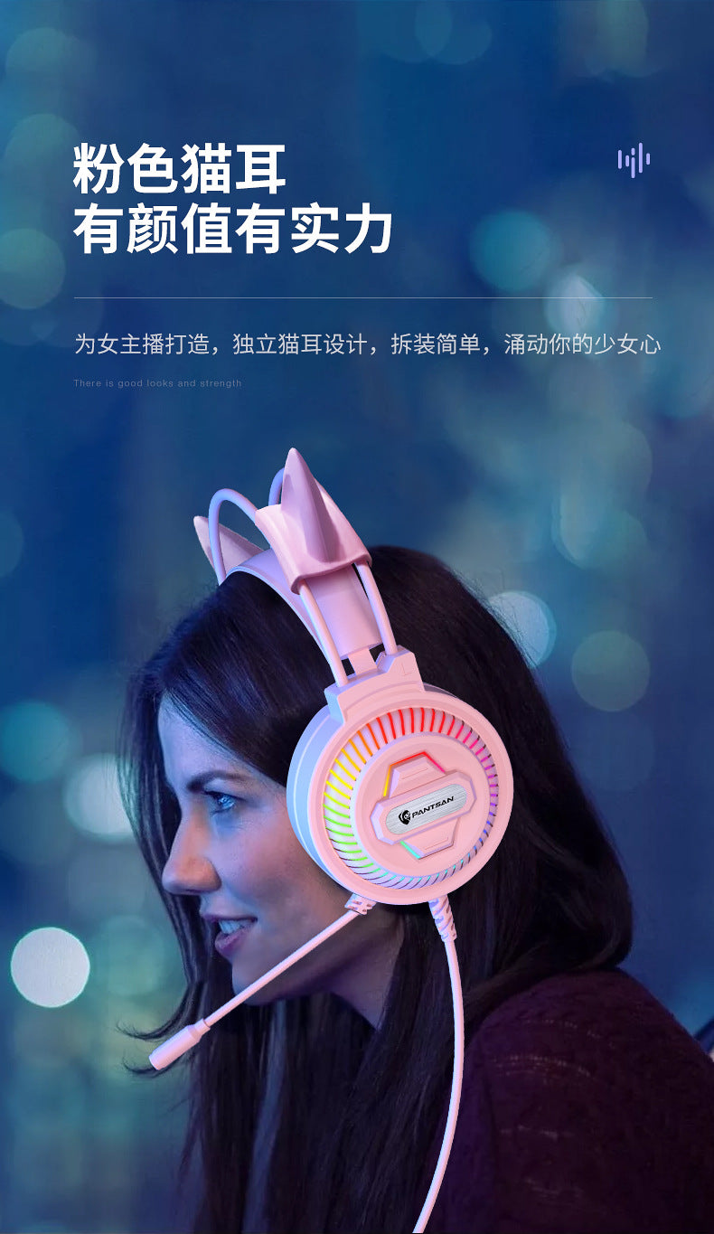 Auriculares Pan Sen PSH-400 para ordenador y portátil; modelo con cable ideal para juegos y eSports.