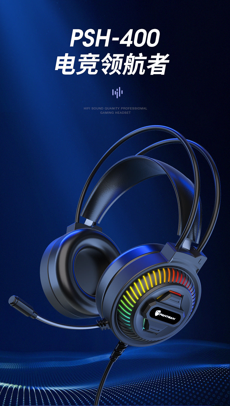 Auriculares Pan Sen PSH-400 para ordenador y portátil; modelo con cable ideal para juegos y eSports.