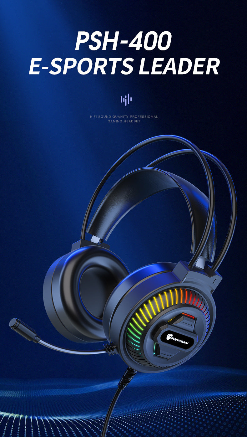 Auriculares Pan Sen PSH-400 para ordenador y portátil; modelo con cable ideal para juegos y eSports.