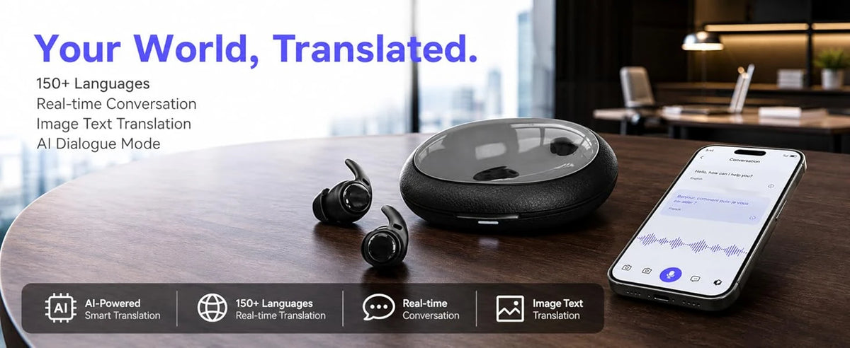 HTC NE79 Bluetooth Earphones AI Translator Earbuds Soft In-Earbuds for Wireless Headphones, Noise Reduction Long Battery