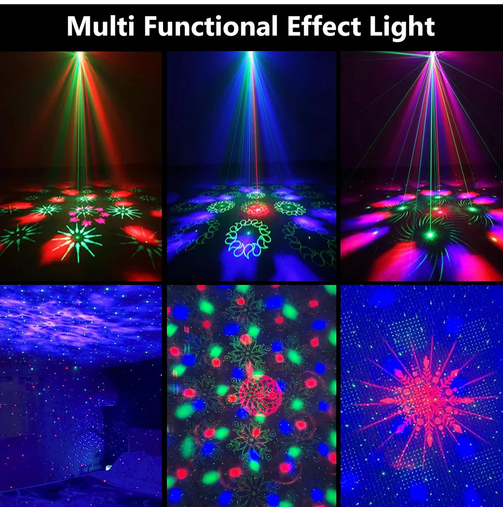 Bola de discoteca para fiestas, luz estroboscópica activada por sonido con mando a distancia, proyector de efecto océano y estrellas para discotecas y eventos