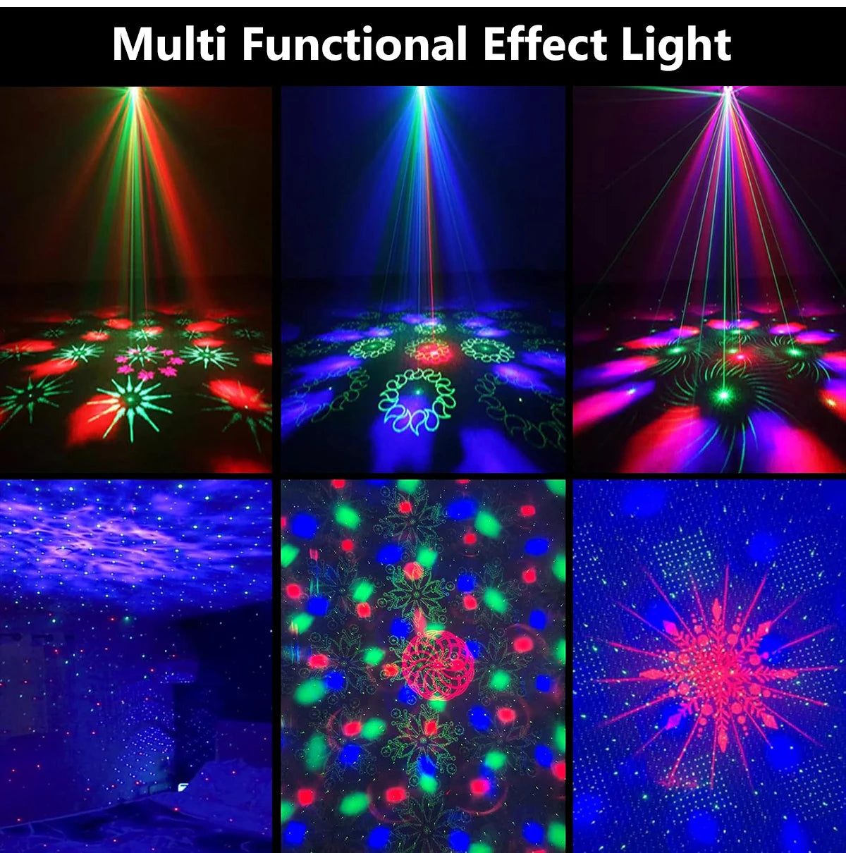 Bola de discoteca para fiestas, luz estroboscópica activada por sonido con mando a distancia, proyector de efecto océano y estrellas para discotecas y eventos