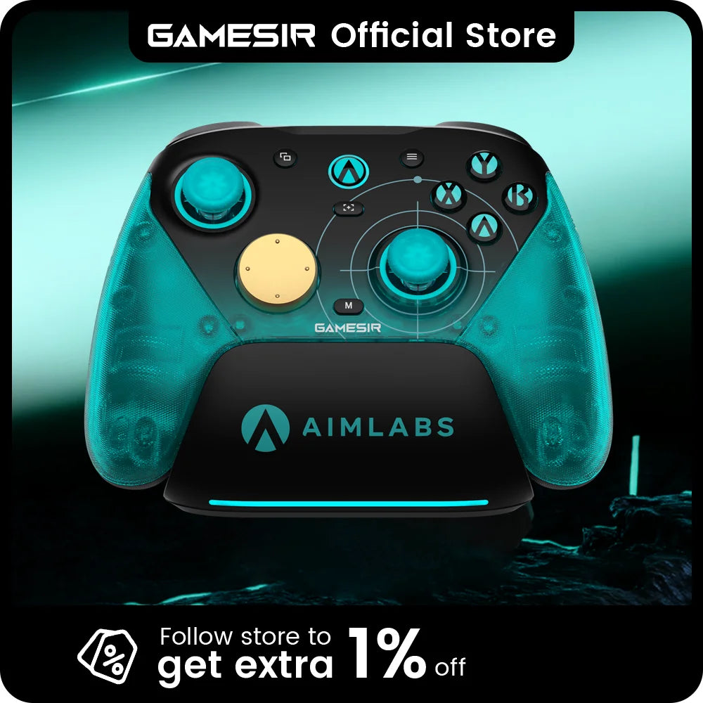 Mando inalámbrico GameSir G7 Pro 8K Aimlabs Edition para Switch con tasa de sondeo de 8000 Hz, joysticks TMR Gen-2 y gatillos de efecto Hall