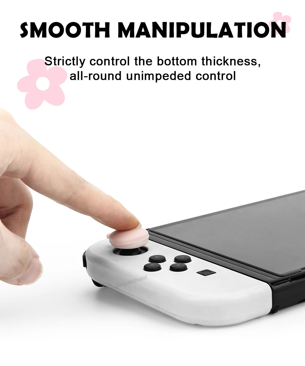 4PCS Loverly Silicone Thumb Stick Grip Cap Joystick Cover For NS Switch/OLED/Lite Joycons Controller Thumbstick Protective Case