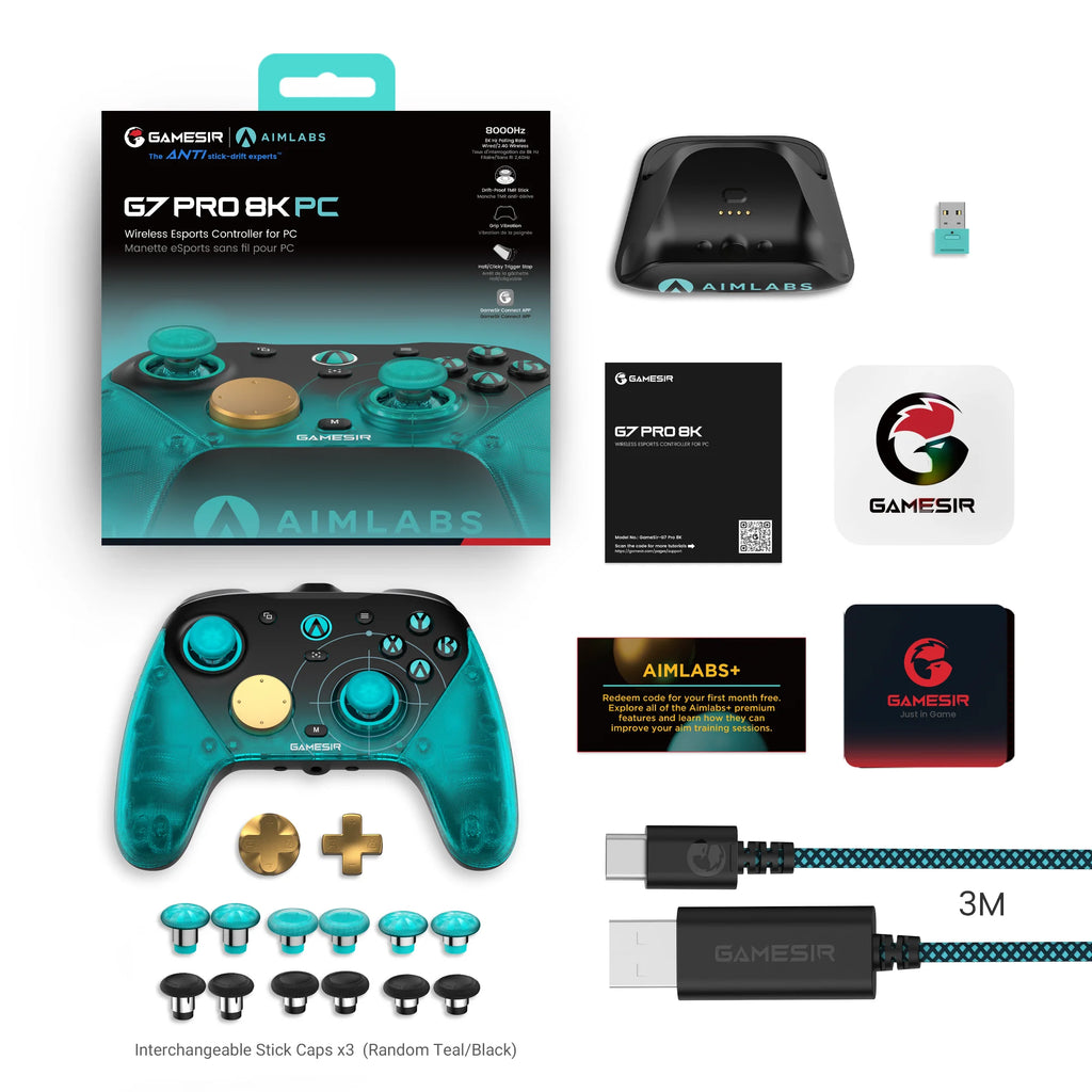 Mando inalámbrico GameSir G7 Pro 8K Aimlabs Edition para Switch con tasa de sondeo de 8000 Hz, joysticks TMR Gen-2 y gatillos de efecto Hall