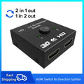New 4K 3D HDMI-Compatible Switcher Bi-directional 1x2 / 2x1 HDMI-Compatible Adapter Splitter for Laptops PC TV Monitor Projector