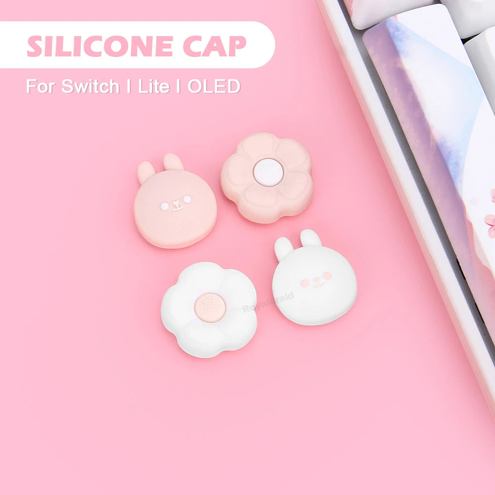 4PCS Loverly Silicone Thumb Stick Grip Cap Joystick Cover For NS Switch/OLED/Lite Joycons Controller Thumbstick Protective Case